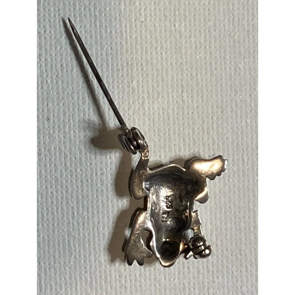 Vintage Two Silver‎ Marcasite Frog Pins with Red Glass Eyes